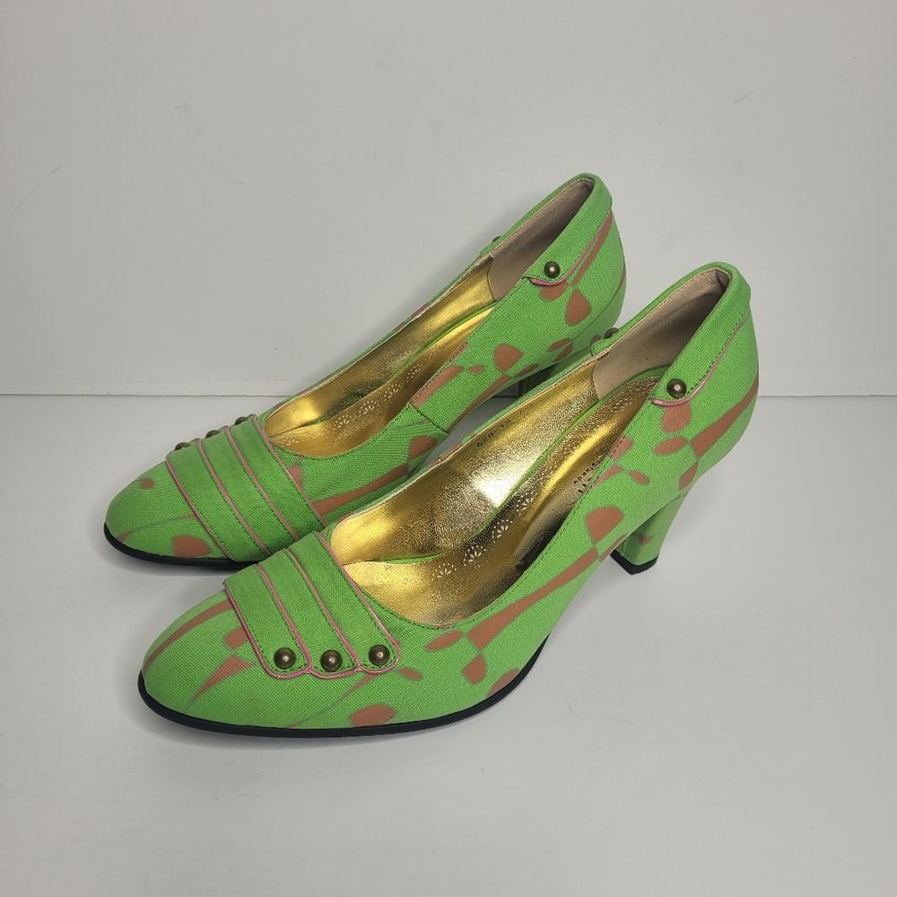 Moojoo Ken Canvas Artsy Eclectic High Heels Unique Grunge Party Size 7.5